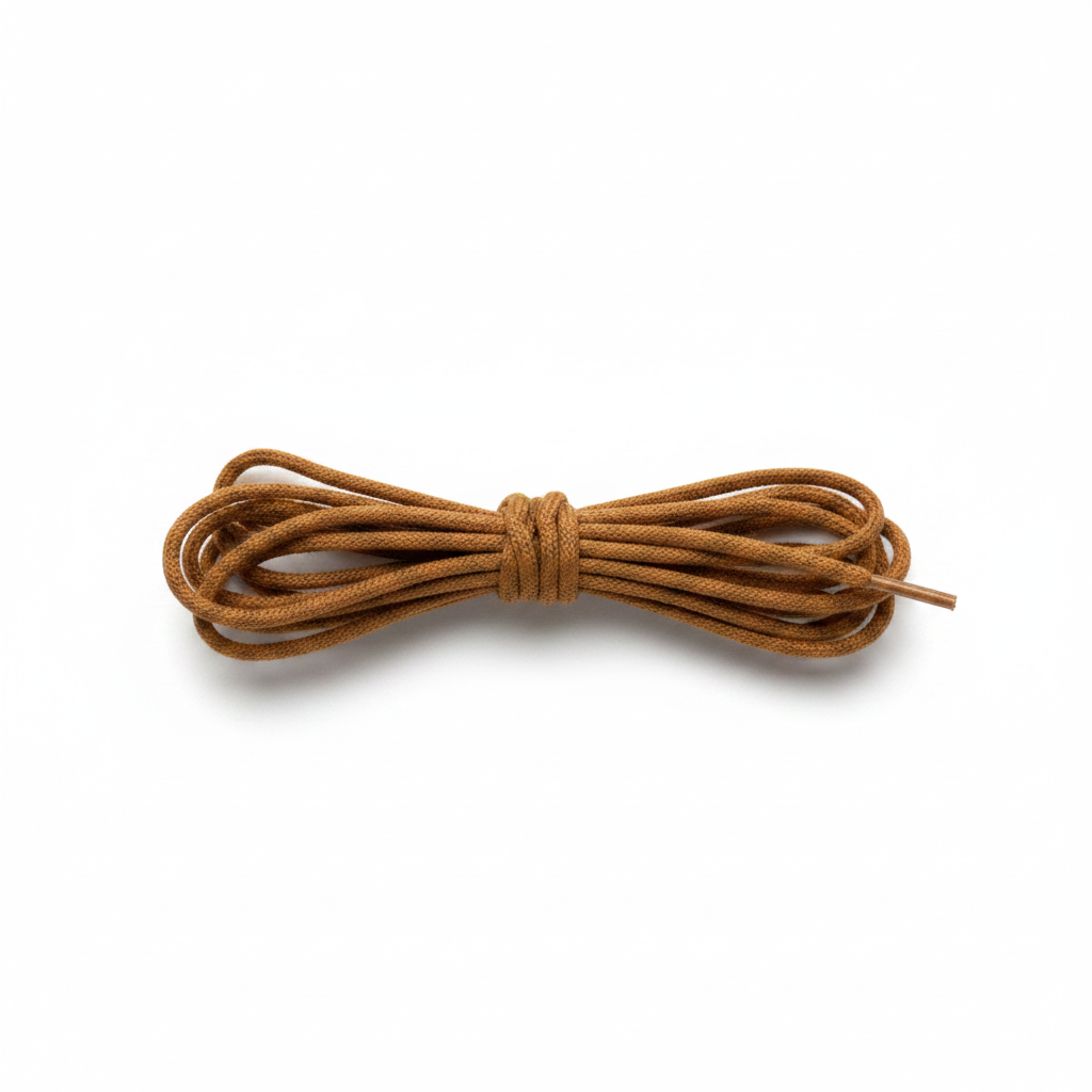 ALDEN SHOES Laces - Chukka boot 21 inch laces feature a coiled brown design, neatly tied, shown on a white background—ideal replacements for your chukka boots.