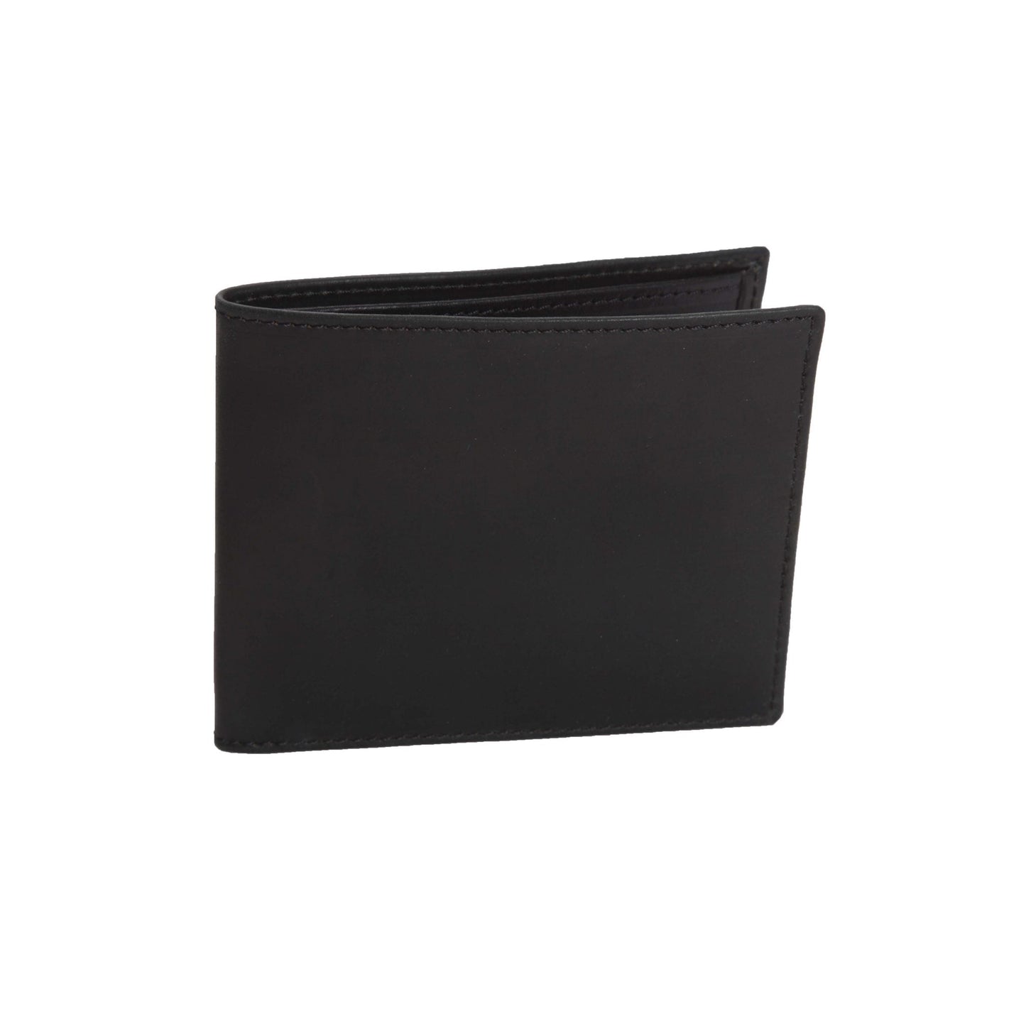 The Black Shell Cordovan Wallet by Alden Madison is showcased against a white backdrop, highlighting its sleek leather exterior with a bi-fold design and 6 card slots.